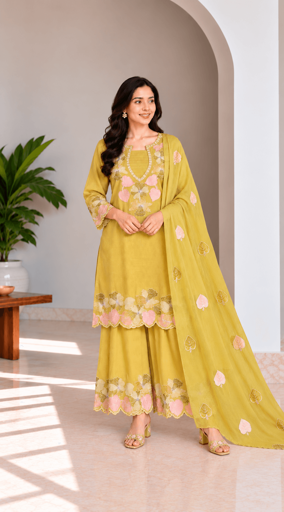 Mustard Yellow Soft Vertical Suit Set